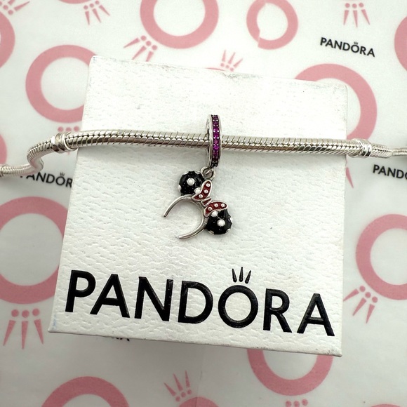 COPY - Disney Parks Pandora Charm Minnie Mouse Black White Ear Headband Polka D… - Picture 2 of 3